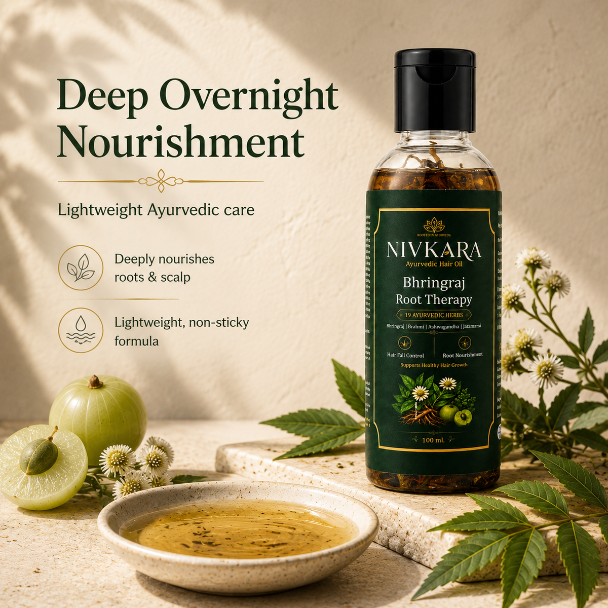 Nivkara 19-Herb Bhringraj Ayurvedic Hair Oil