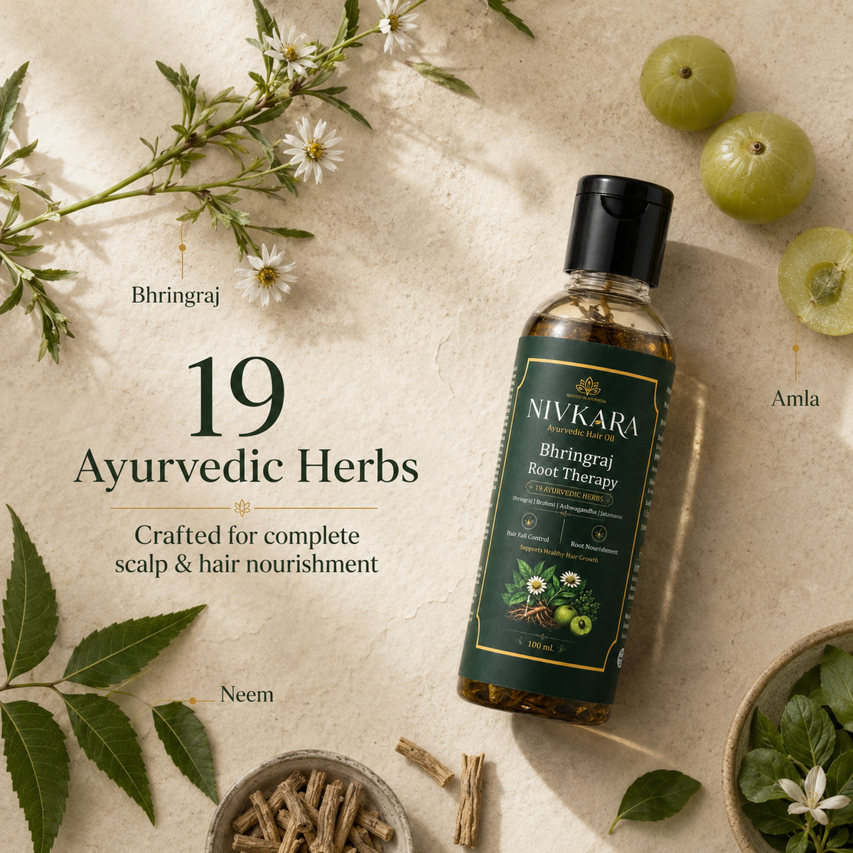 Nivkara 19-Herb Bhringraj Ayurvedic Hair Oil