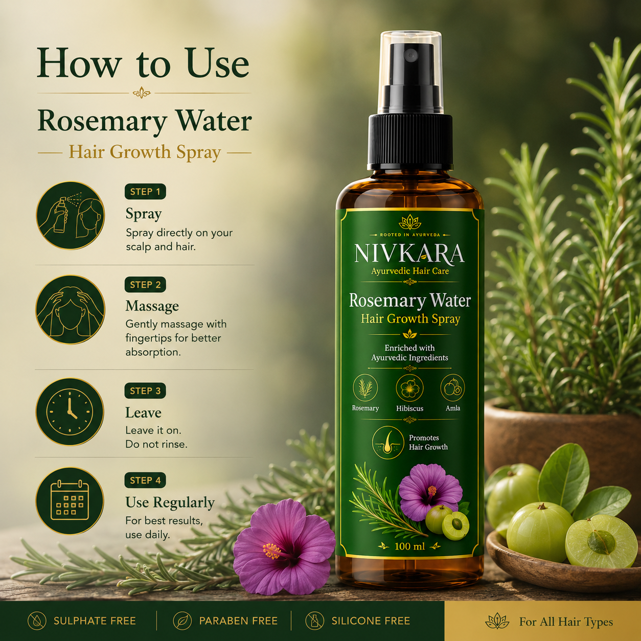 Herbal Rosemary Hair Water for Natural Hair Growth