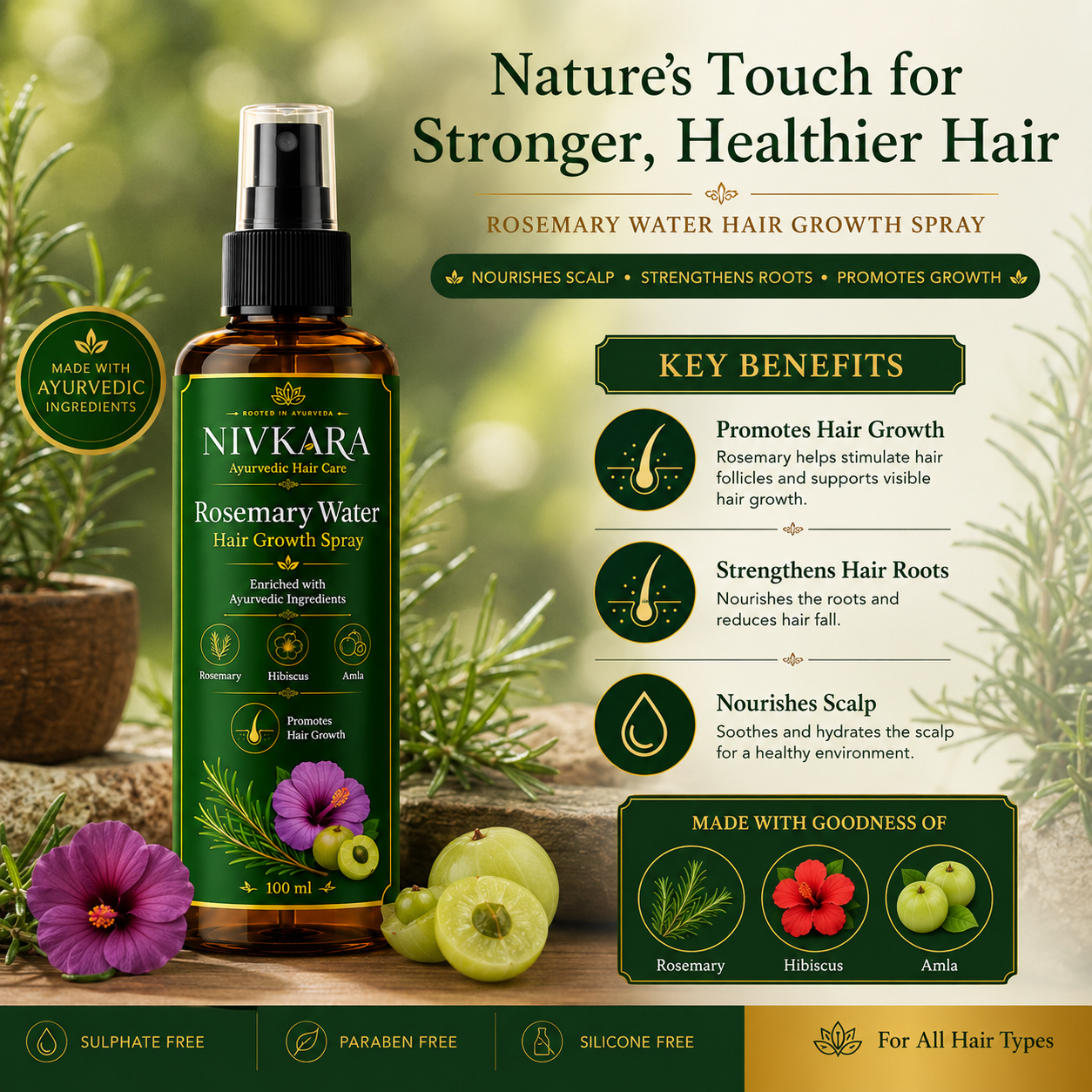 Herbal Rosemary Hair Water for Natural Hair Growth