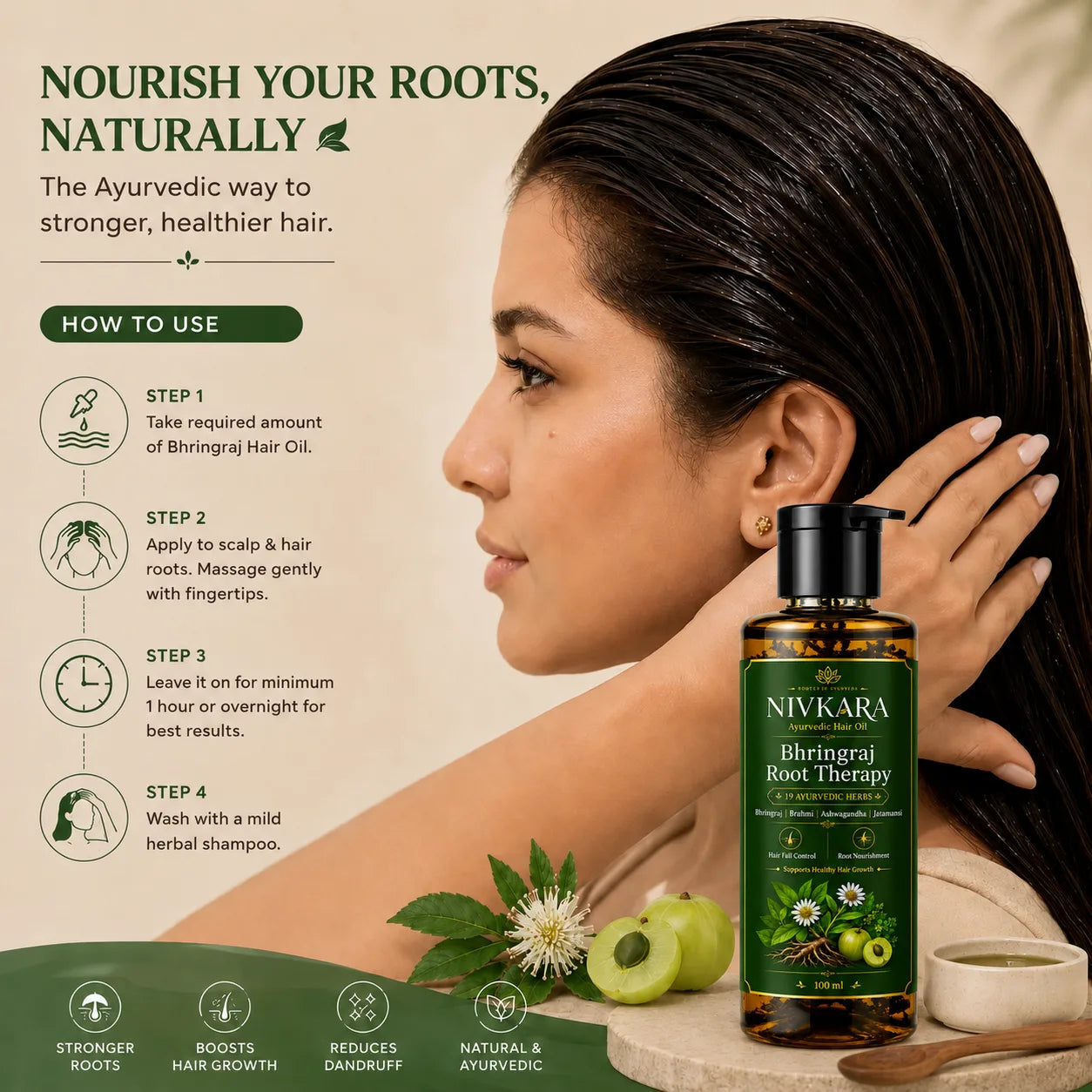 Herbal Bhringraj Ayurvedic Hair Oil For Hair Loss & Dandruff Hair Oil