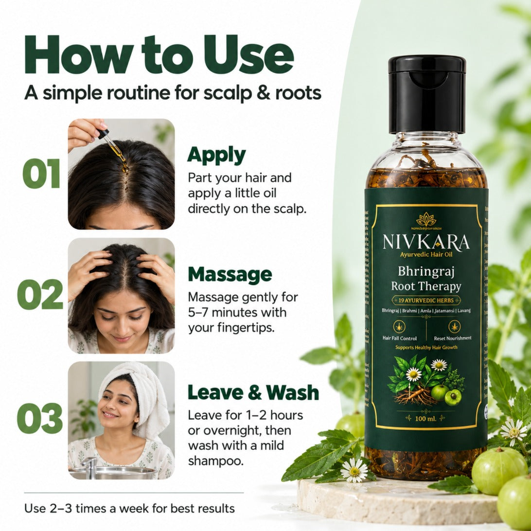 How to use Nivkara hair oil in 3 steps